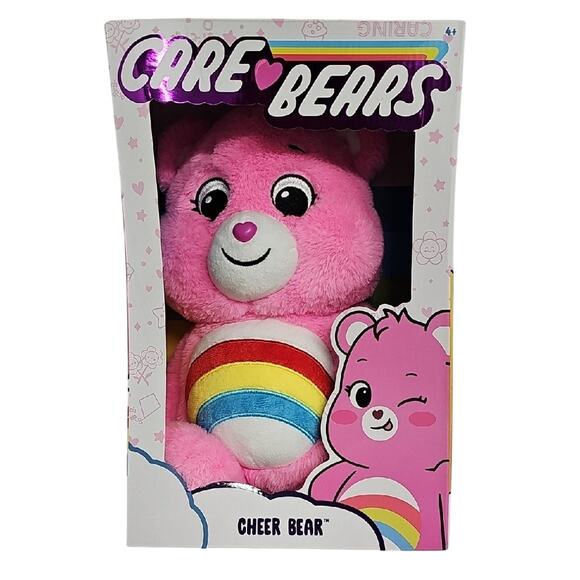Care Bears NIB Cheer Bear Plush - Pink with Rainbow Belly 2021-12"x7.5"x5.5" Box - Picture 1 of 9
